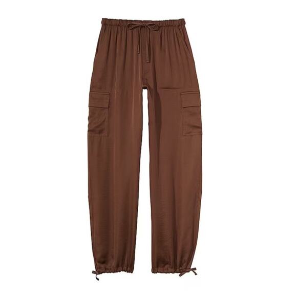 Victoria's Secret PINK Chocolate Kiss Brown Satin Parachute Trousers- XL - Picture 3 of 12